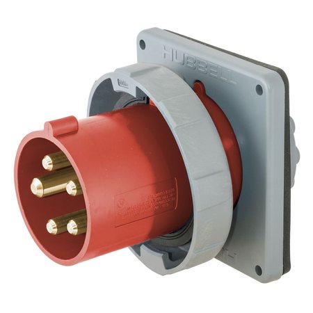 HUBBELL WIRING DEVICE-KELLEMS IEC Pin and Sleeve Inlet, 30-32A, 220-415V, 3-Pole, 4 Wire Grounding HBL530B6W